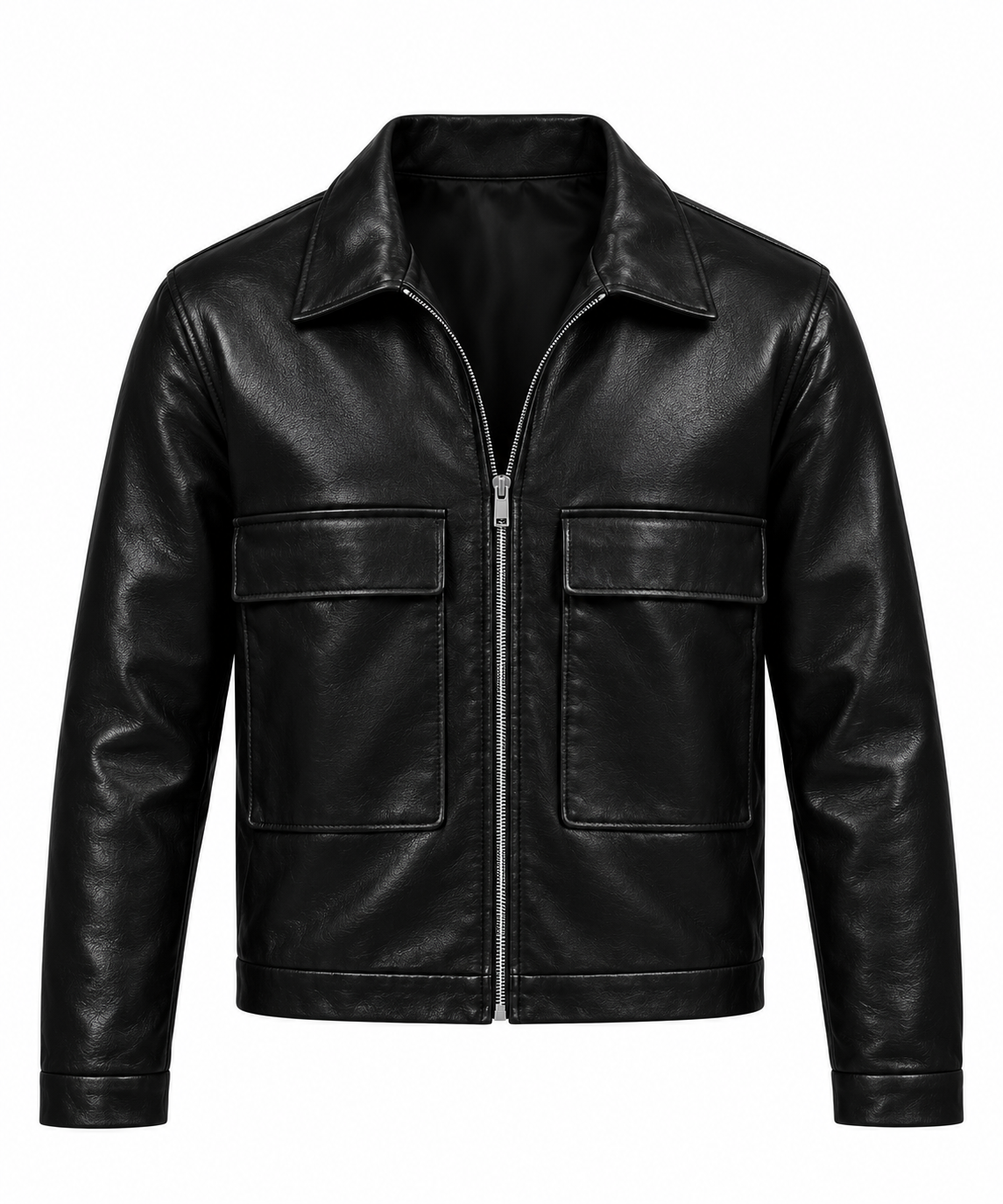 Big Pockets Leather Jackets Black