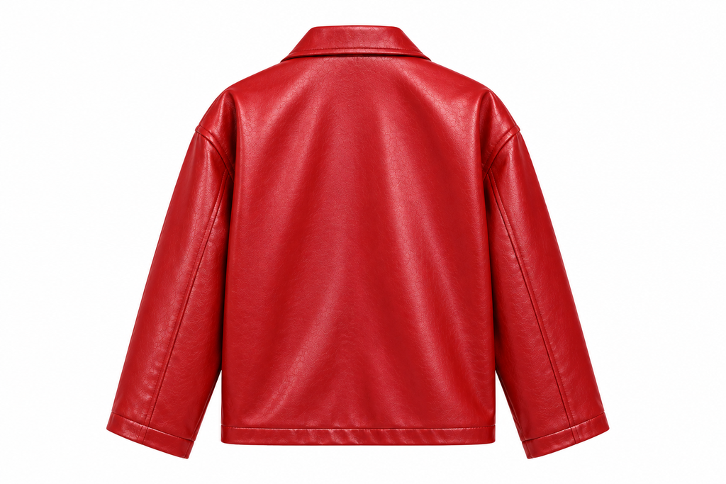 Plain Cherry Leather Jacket
