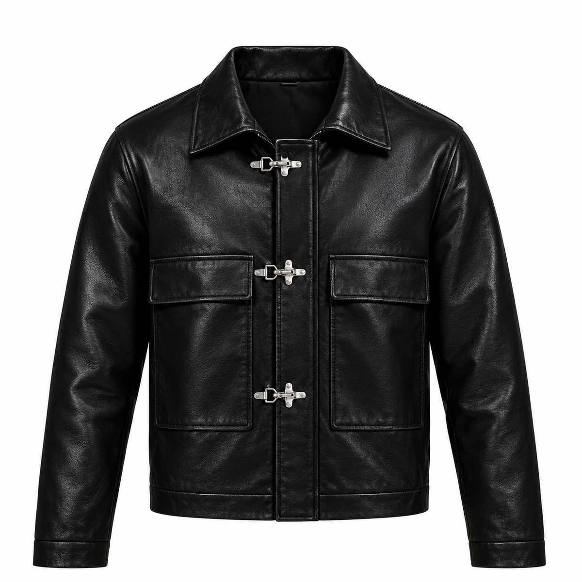 Big Pockets Clasp Leather Jackets