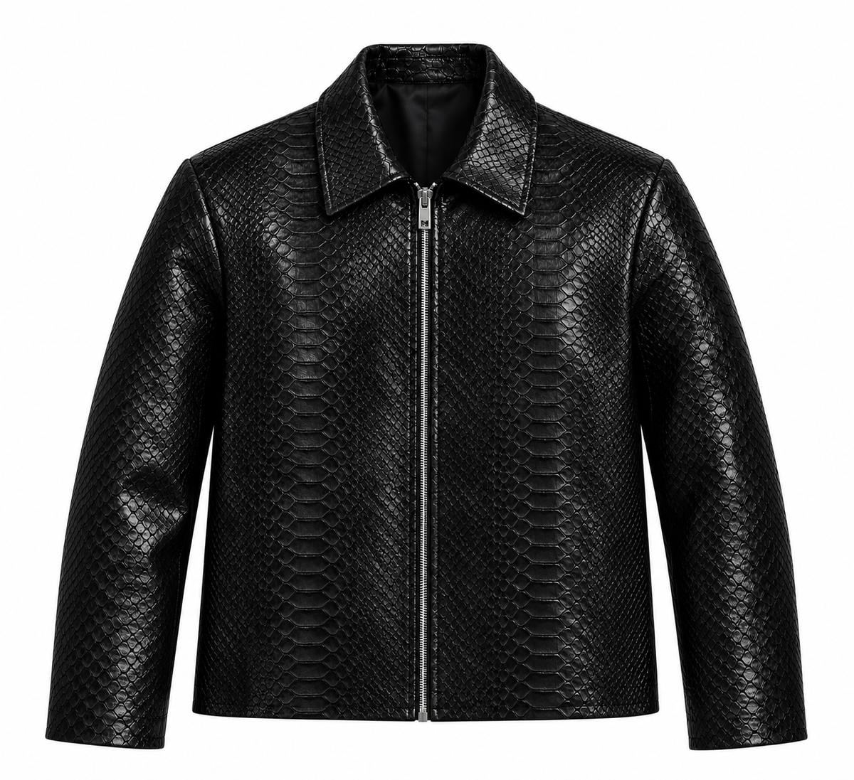Black Snake Skin Leather Jacket