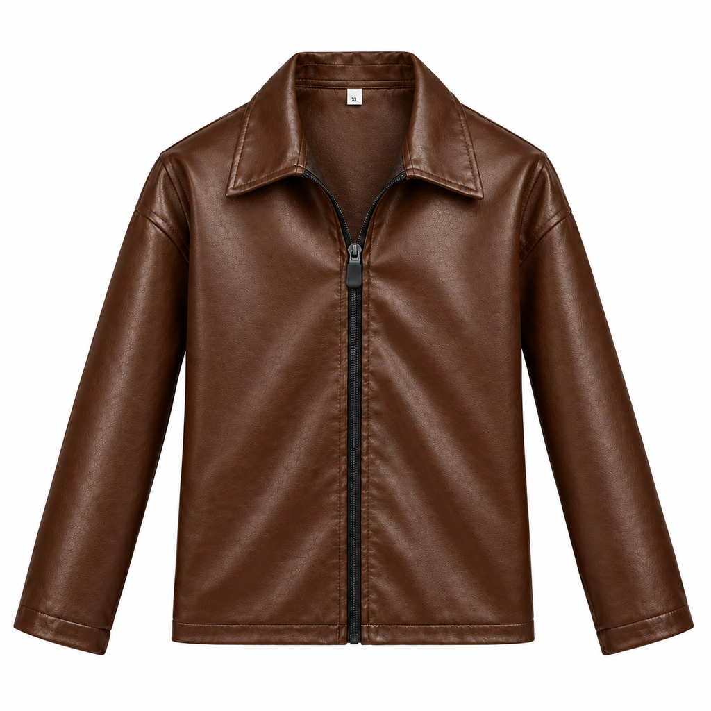 Plain Brown Leather Jacket