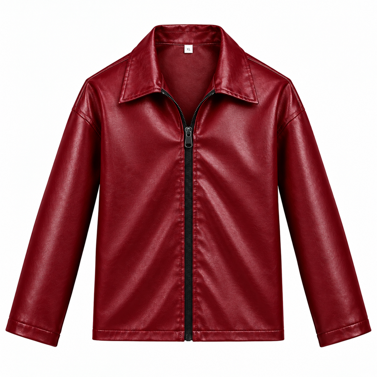 Plain Cherry Leather Jacket
