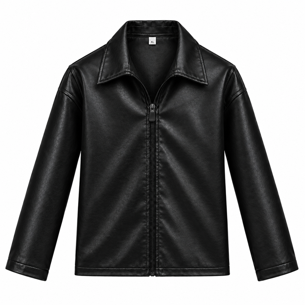 Plain Black/Red Leather Jacket