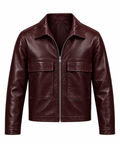 Big Pockets Leather Jackets Cherry
