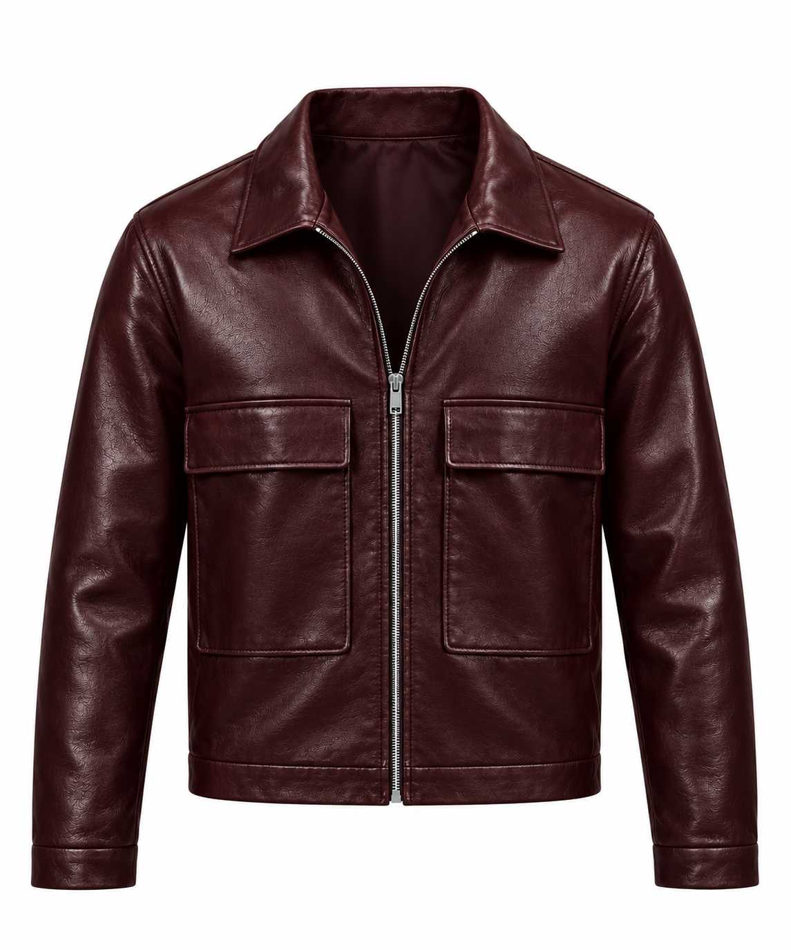 Big Pockets Leather Jackets Cherry