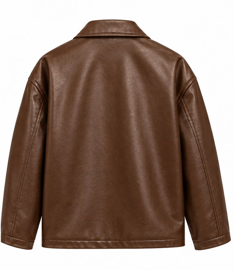 Plain Brown Leather Jacket