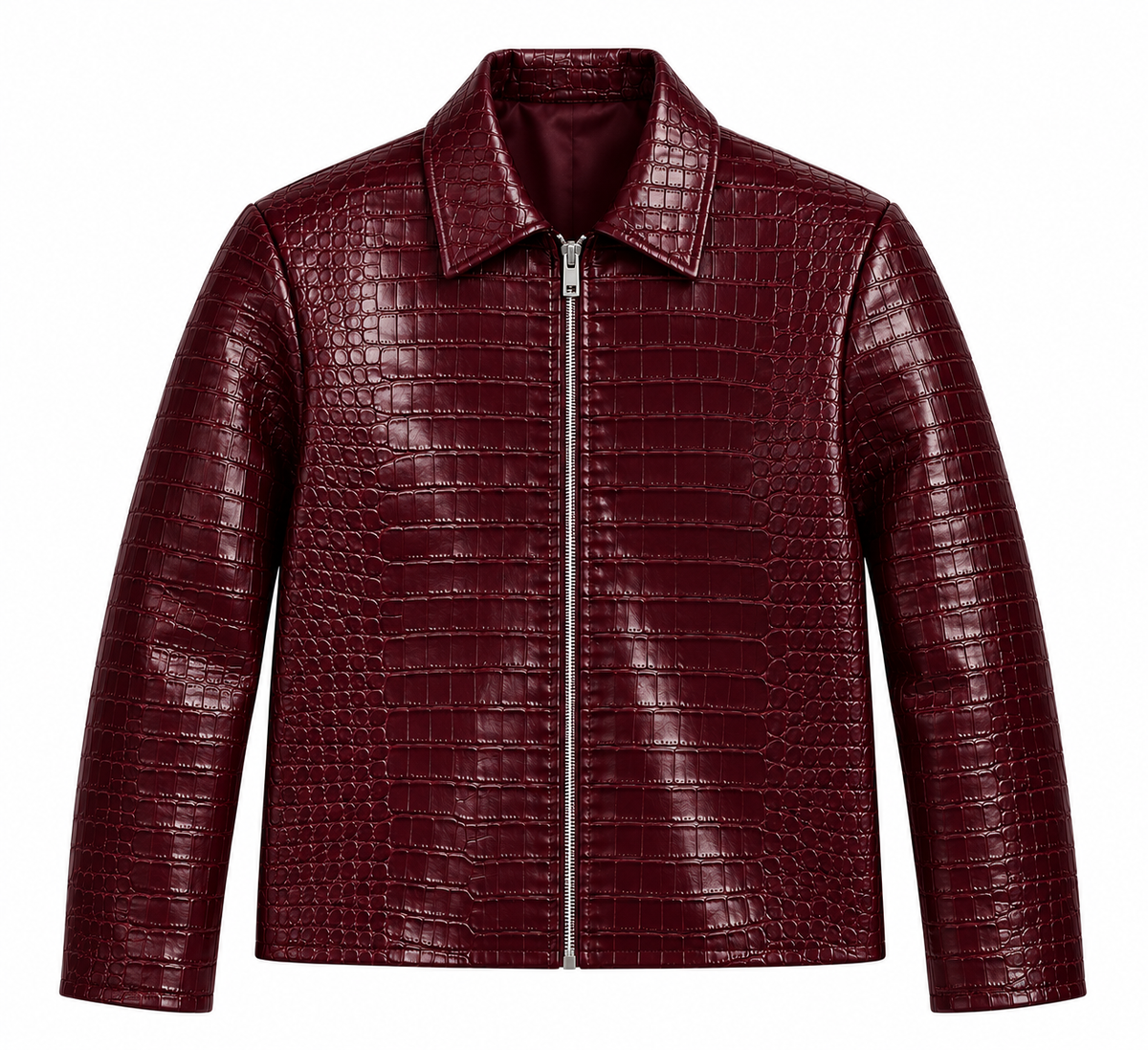 Maroon Crocodile Leather Jacket