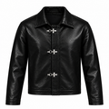 Black Fireman Clasp Leather Jackets