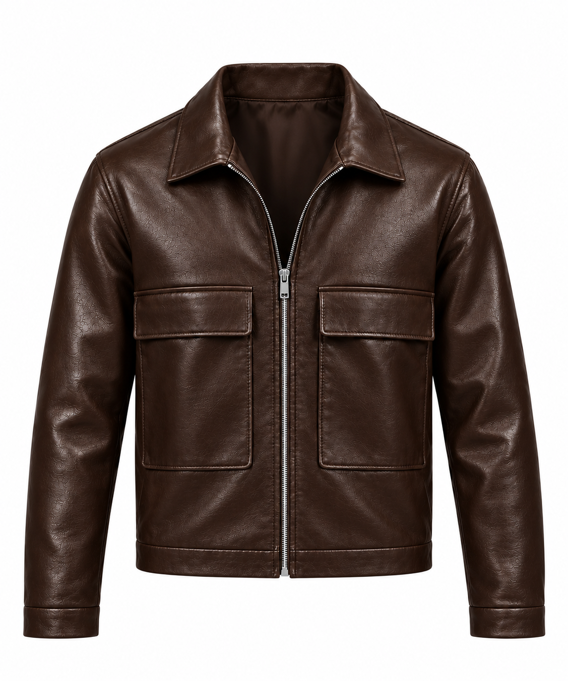 Big Pockets Leather Jackets Brown