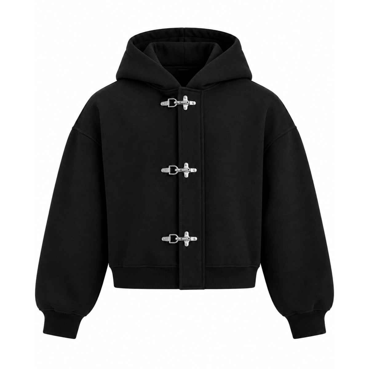 Black Fireman Clasp Hoodie