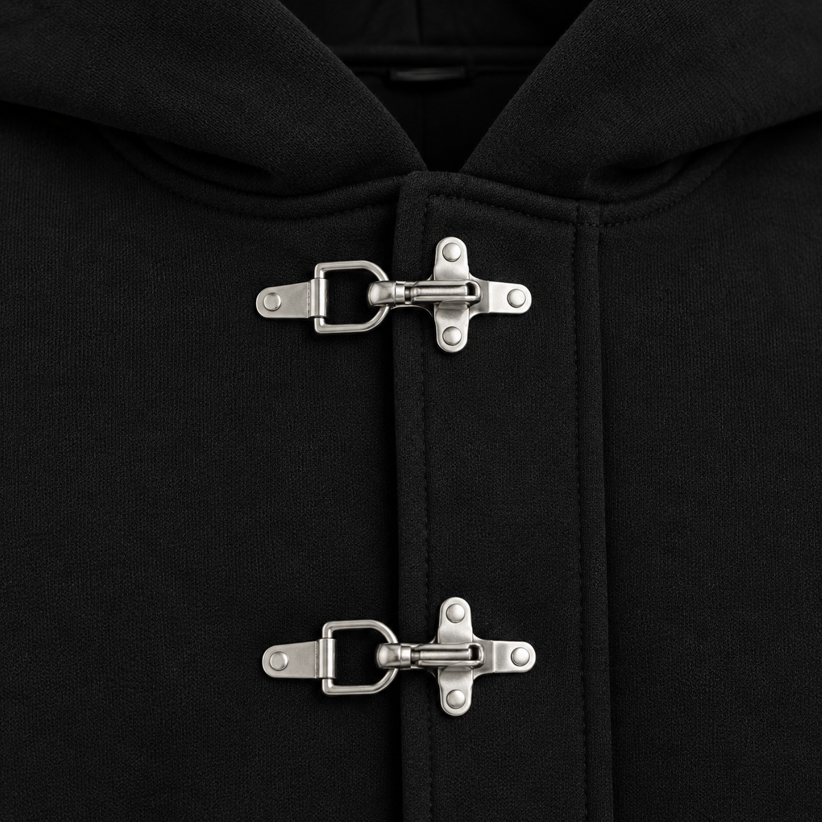 Black Fireman Clasp Hoodie