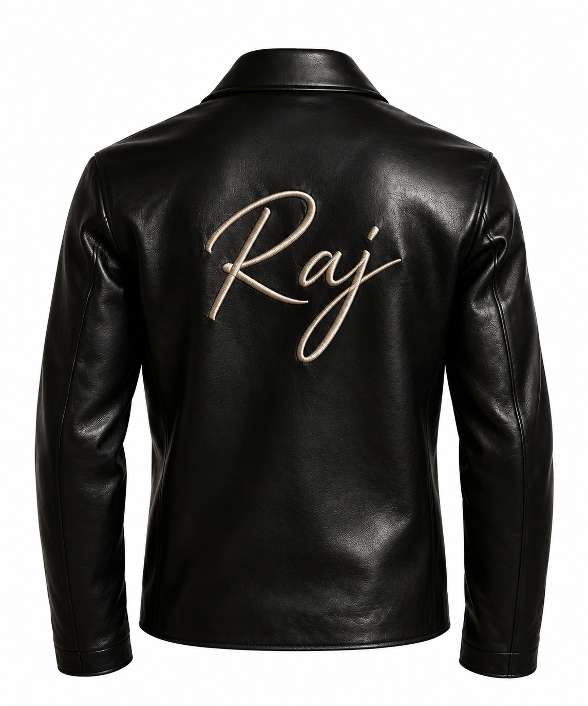Name Embroidered Leather Jacket