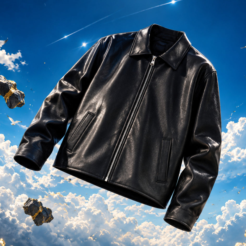 Plain Black Leather Jacket ⭐⭐⭐⭐(4/5)