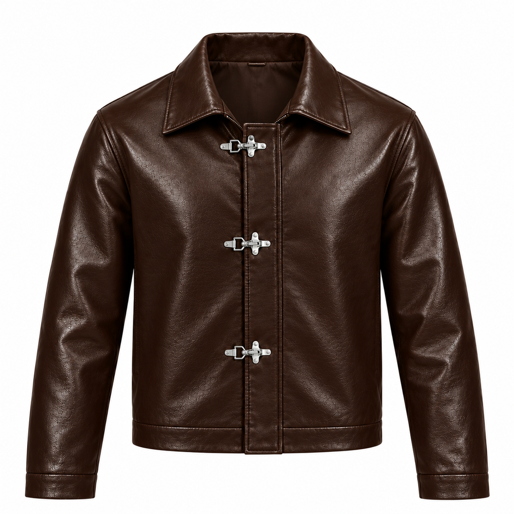 Brown Fireman Clasp Leather Jackets