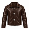Brown Fireman Clasp Leather Jackets