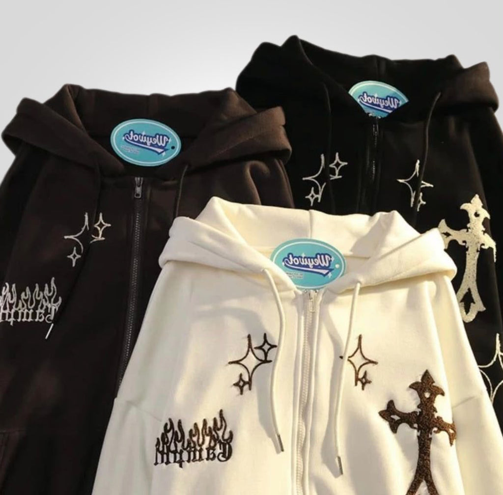 Y2K Cross Zipper Hoodie