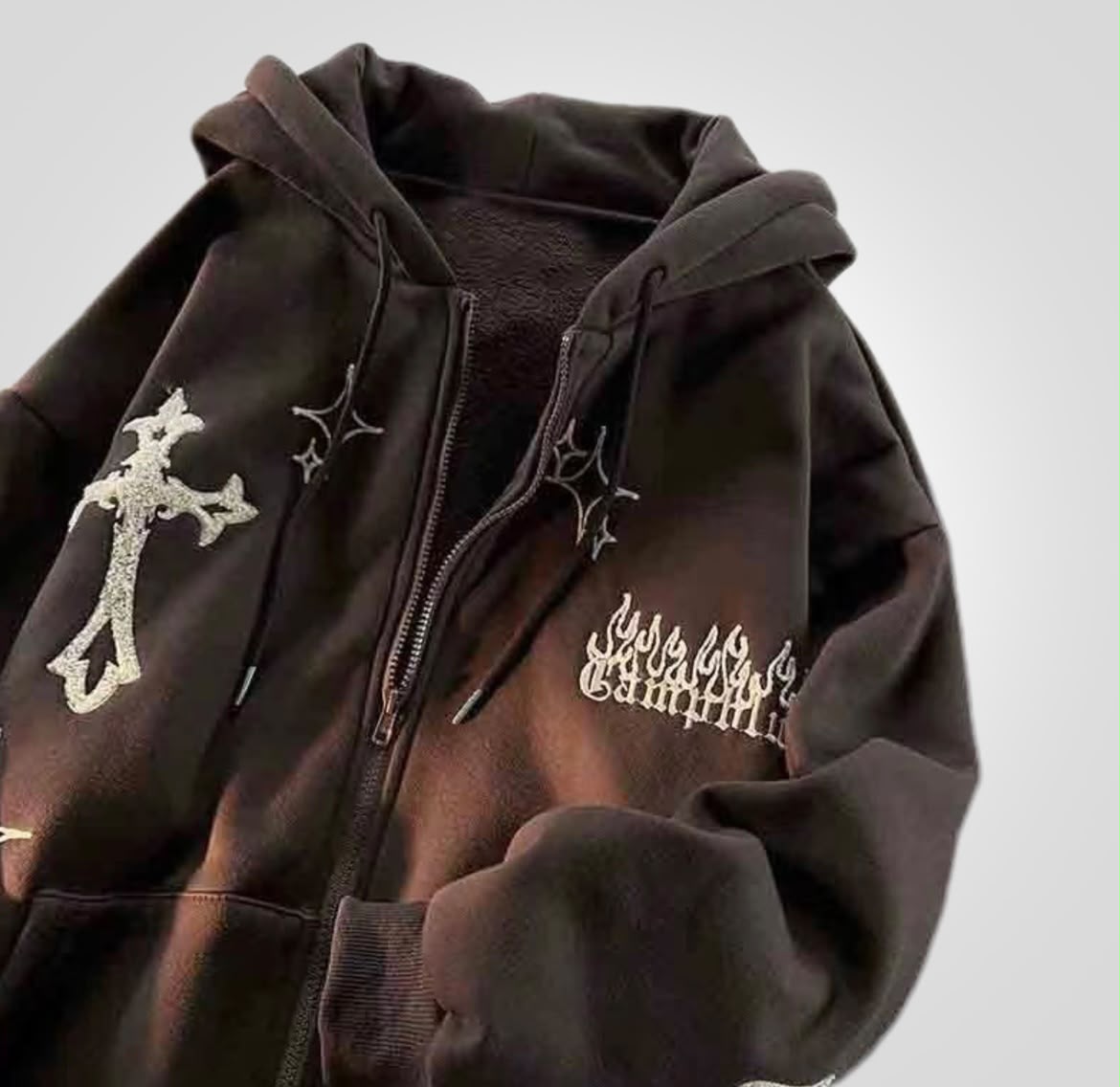 Y2K Cross Zipper Hoodie