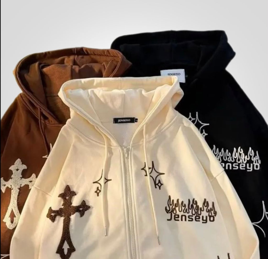 Y2K Cross Zipper Hoodie