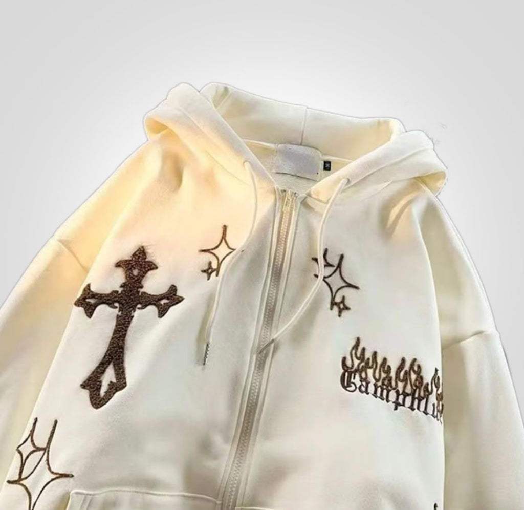 Y2K Cross Zipper Hoodie