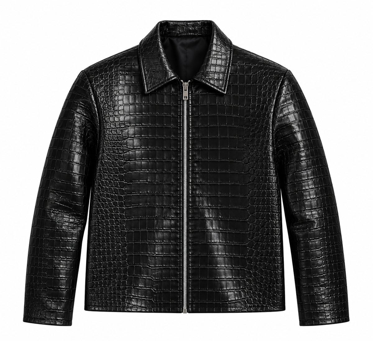 Black Crocodile Leather Jacket