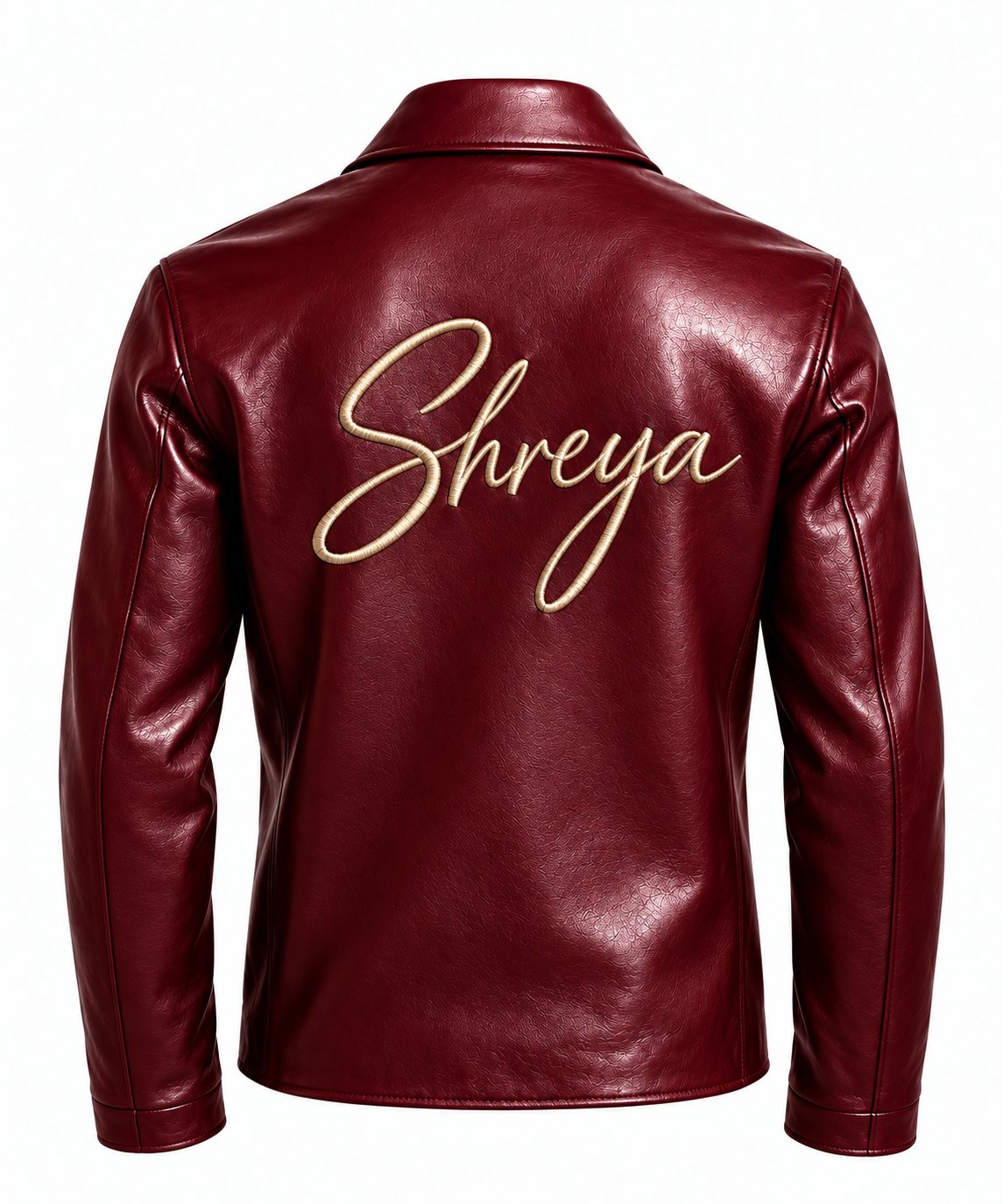 Name Embroidered Leather Jacket