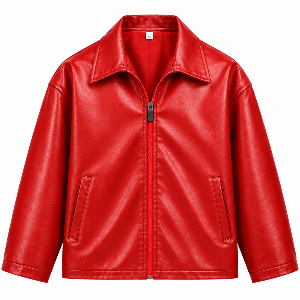 Plain Red Leather Jacket