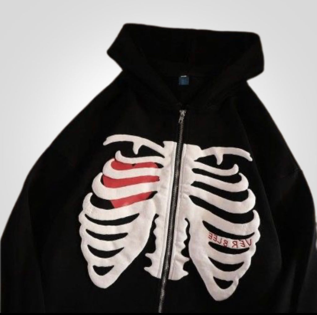 Y2K Skeleton Zipper Hoodie