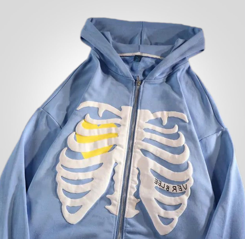 Y2K Skeleton Zipper Hoodie